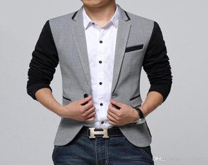 New Slim Fit Casual jacket Cotton Men Blazer Jacket Single Button Gray Mens Suit Jacket Male Suite3989327