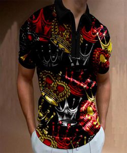 Crown pattern men039s zipper polo shirt high quality comfortable breathable fashionable cool daily travel work party4121833