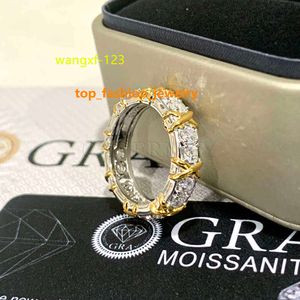 925 Eternidade de prata esterlina Eternidade Full Moissanite Diamond Star x Ring de dedos Mulheres Design Fino Luxo Jóias de Jóias do Presente