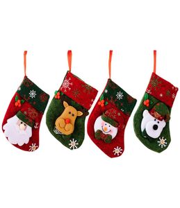 Mini Christmas Stockings Xmas Tree Ornaments Decorations Santa Claus Snowman Reindeer Gift Card Silverware Holders XBJK22096492237