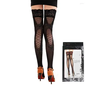 Women Socks 2024 1pair Sexy Stockings With Bow The Back Thigh Silicone Anti Slip High Spring Summer Autumn Lace Black