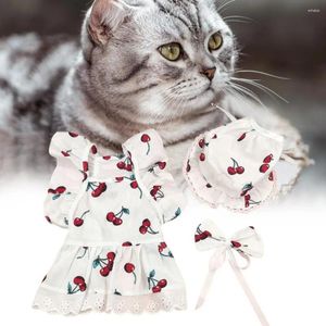 Dog Apparel Pet Bow Ties Floral Dress Set With Harness Tie For Small Dogs Special Occasions Birthdays Cute Summer Female