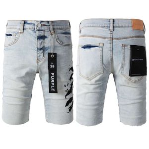 Purple Brand denim Shorts for Man Spot American High Street Blue Print Jeans Designer Fashion Luxury 1098