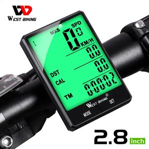 West Bicking de 28 polegadas Computador de bicicleta Speedômetro grande Speedômetro sem fio Sensor à prova d'água Odômetro de ciclismo Bike 240416