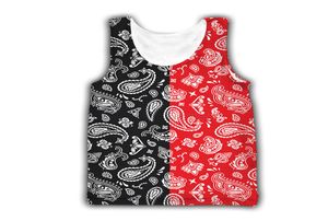 Plussize S6XL New Large Size Women039s Round Collar Sleeveless Vest 3D Printed Tshirt Women039s Summer Bandana Red Paisle4440638