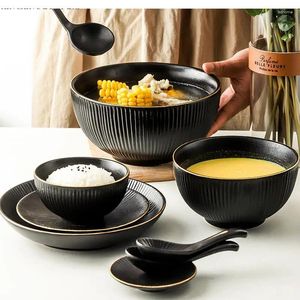 Bowls Soup Bowl Rice Salad Ceramic Household Creative Light Luxury Retro Phnom Penh Noodle Large Tableware Supplies