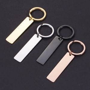 10Pcs 50x12mm Mirror Polished Stainless Steel Strip Blank Keychains For Souvenir Gifts Womens Mens Car Key Jewelry 240426