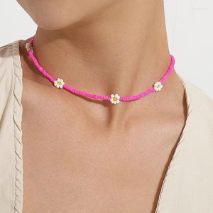 Choker Korea -Stil schöne Gänseblümchen Blumen Perlen Halskette für Frauen Sommer Charme Kurzschlüsselschlüssel