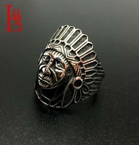 Couple Exaggerated ring Indian Head blackening stainless steel direct marketing54259565104574