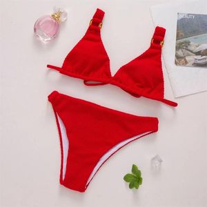 Women's Swimwear Red Sexy Bikini String Tie Back Push Up Y2K Women Swimsuit Two Piece Brazilian Summer Beach Thong Bathing Swimming Suit