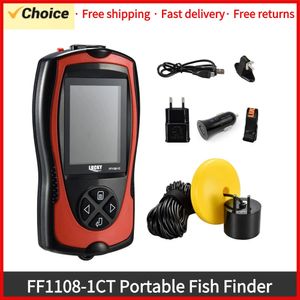 FF1108-1CT Tragbarer Fischfinder 100 m/300 Fuß Tiefe Fisch Alarm Wired Fish Detektor Echo Sounder Wireless für das Fischen 240422