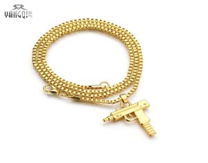 Hiphop smycken bokstav pistol halsband silver guld färg lång kedja hänge halsband hiphop för män kvinnor gåva3910875