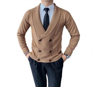Men039s Sweaters British Business Doublebreasted Sweater Cardigan Autumn And Winter Korean Trend Handsome Jacket6796345