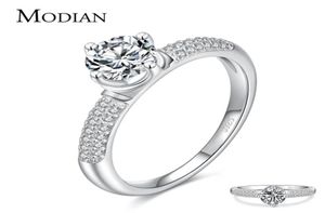 Modian Real 925 Sterling Silver Round Ten Hearts Arrow CZ Classic Finger Rings For Women Luxury Wedding Fine Jewelry Accessories9348009