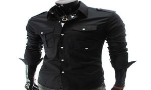 With many pockets Mens Luxury Cultivate On039s Morality Leisure Long Sleeved Shirt6859434