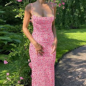 Instagram 2024 Spring Women's Fashion New Sexy Slim Fit Open Back Strap Fragmented Flower Dress For Women