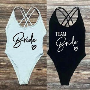 Time feminina de moda de banho feminina Bride Bride One Piece Swimsuit Woman Backless Bathing Aritão de Bodysuit Sexy Bacharelte Festa de Festa