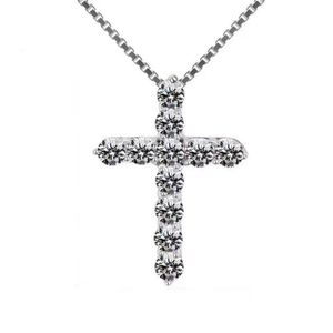 Halsband Cross Pendant Hip Hop Halsband 4mm 5mm VVS Moissanite Diamond Tennis Chain Sier For Women Men smycken