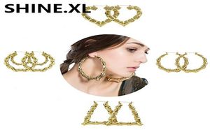 Big Bambusohrringe Gold Ton Statement HipHop Trendy Star Heart Rund Large Circle Hoop Ohrringe für Frauen 7981590