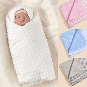 Cobertores cobertores de bebê capa de sono quente camada swaddle embrulhada nascida térmica lã de lã macio carrinho de toalha