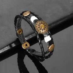 Bangle Vintage Multilayer Leather Woven Bracelet Bracelet Регулируемый шарм мужские модные украшения аксессуары рождественский подарок