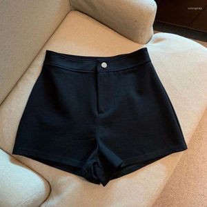 Kvinnors shorts 2024 Summer Korean Pure Cotton Solid Color Tight Elastic Modified Leg European och American AN