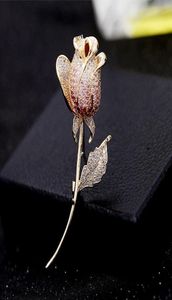 Full Diamond Rose Flowooch Brotche Pins for Fewsury Losury Ribor Projektanta broszka