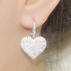 2024 INS TOP SELL DANGLE EARRINGS Luxury Jewelry 925 Sterling Silver Pave White Sapphire Cz Diamond GemStones Party Women Wedding Heart Drop Earring Present