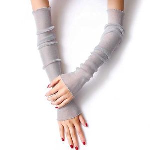Sleevelet Arm Sleeves Summer Fashion Lady Gauze Sun Protection Womens Thin Fingerless Arms Warm Hands Breathable Gloves Q2404301