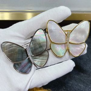 Europes top jewelry 925 pure silver gray white fritillary butterfly lady brooch sweet cute fashion luxury brand party gift 240418