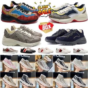 Designer rhyton sapatos casuais tênis multicolor masculino masculino treinadores vintage chaussures plataforma tênis tênis de mouse de mouse com caixa