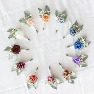 Decorative Flowers Lovegrace Boutonniere Wedding Bride Wrist Corsage Flower Girl Bracelet White Rose Prom Party Men Buttonhole Decor Women