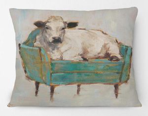 Cuscinetto cuscino a mano dipinto di pittura di mucca animale su divano divano copri cuscino per casa decorativo moderno arte moderna Casecushiondecorative2490742