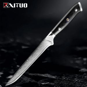 Boning Knife 6 tum Japanese Damascus Steel Blade Razor Sharp Fish Filleting Knife Kitchen Deboner Knife Full Tang G10 Handle
