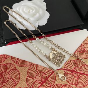 Luxury Brand Designer brass Double Letter Pendants Necklaces Bracelet Choker copper Pendant Necklace Chain Jewelry Accessories