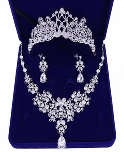 Bröllopsbrudsmycken Tiaranecklaceearrings Set Korean Tiara Wedding Diamond Necklace Set Wedding Accessories Whole8783194