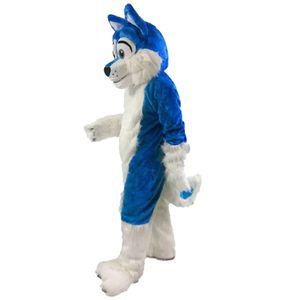 Tamanho do adulto Blue Wolf Dog Mascot Costume Top Cartoon Anime Personagem Carnaval Unissex Tamanho da Festa de Aniversário de Natal ao ar livre