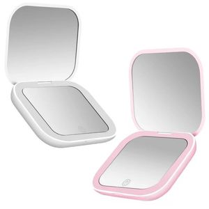 Ny 2024 Ny mini Portable Pocket Makeup Mirror Foldbar och praktisk, LED -lampor Makeup Mirror With LightStravel Compact Lighted Mirror Makeup