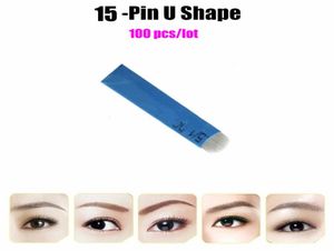 18 Pin U Shape Tattoo Needles Permanent Makeup Eyebrow Embroidery Blade For 3D Microblading Manual Tattoo Pen 100Pcslot9429271