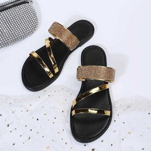 Slippers Women Flats Flats Confortável Casual Baixa e Elegante Quarto Caso Praia Marca de luxo Copiar produtos baratos Frete grátis H240516