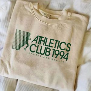 Summer Vintage Style Athletics Club 1994 Letters Printing Khaki T Shirt Short Sleeve Loose Cotton Casual Aesthetic Tees 240426