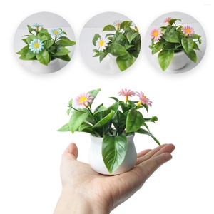 Fiori decorativi 3pc da 3,54 pollici simulazione mini tè in plastica piantatura con tavolo da pranzo bianco centrocchiere decorazione