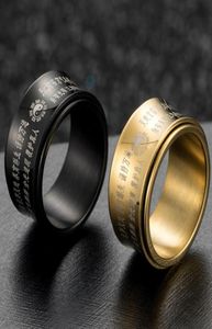 Cluster Ringe Tai Chi Arc Art rotierende Taoismus Angst Ring Spinner Box Männer Taoist Mantra Ringen Amulett Schwarz Gold Edelosen 7365897