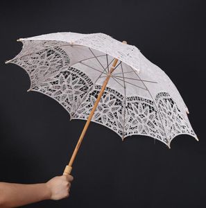 Guarda -chuvas renda de algodão puro, guarda -chuva bordado de casamento parasol para decoração de dama de honra 8259605