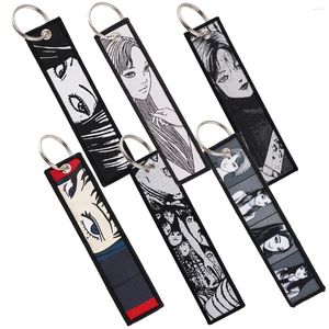 Keychains Horror Anime Key Tag Stickerei FOBS Schlüsselbund für Autoschlüssel Ringhalter Schmuckzubehör Rucksack Chaveiro