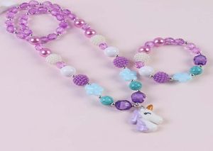 Cross Mirror Children039s gioielli Unicorn Necklace Set Girls Mermaid Princess 2 Sets8884625