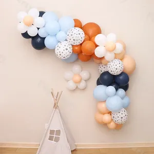 Party Decoration 91pcs Matte Orange And Blue Latex Balloons Arch Set With Dog Balloon Christmas Background Supplies