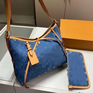 Denim bag Vintage Handbag Waist bag Designer Shoulder Bag Women's tote bag Canvas Bag Old Flower Underarm bag Gold hardware bag The picture is correct