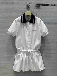 Street Style Dresses Tasarımcı Tasarımcı Elbise 2024 Yeni İlkbahar Yaz Kapa Boyun Kısa Kol Baskı Moda Milan Pist Markası Aynı 0418-2 DGAD