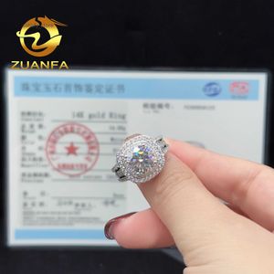 Banda di lusso Custom 14k Gold 3 fila Ringi nuziale Moissanite 3,5 CT Funzione anello di moissanite